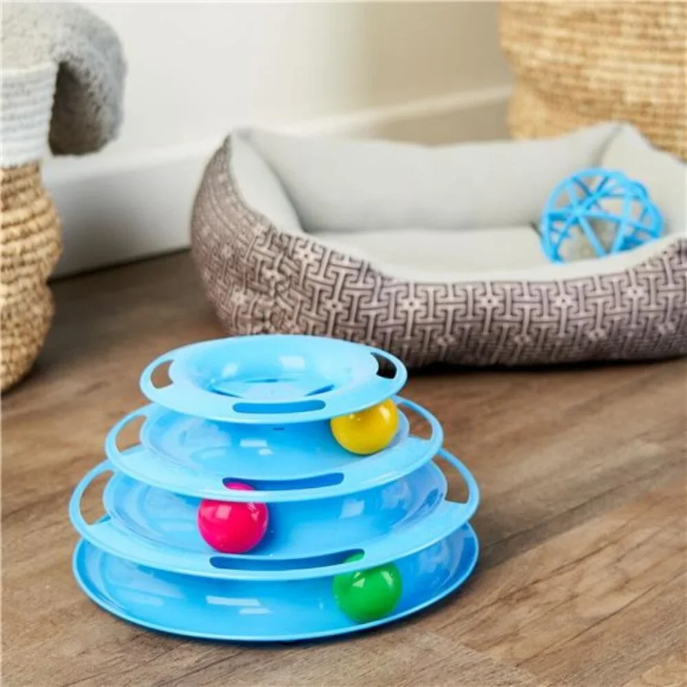 Triple Chase 3 Tier Tower Interactive Ball Toy for Cats and Kittens